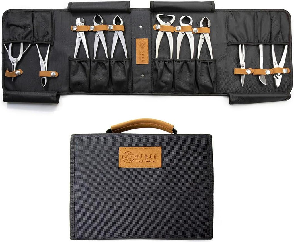 Professional Grade 11-Piece Bonsai Tool Kit: Your Mobile Workshop for Every Trim & Shape. All Essentials, Always Within Reach.