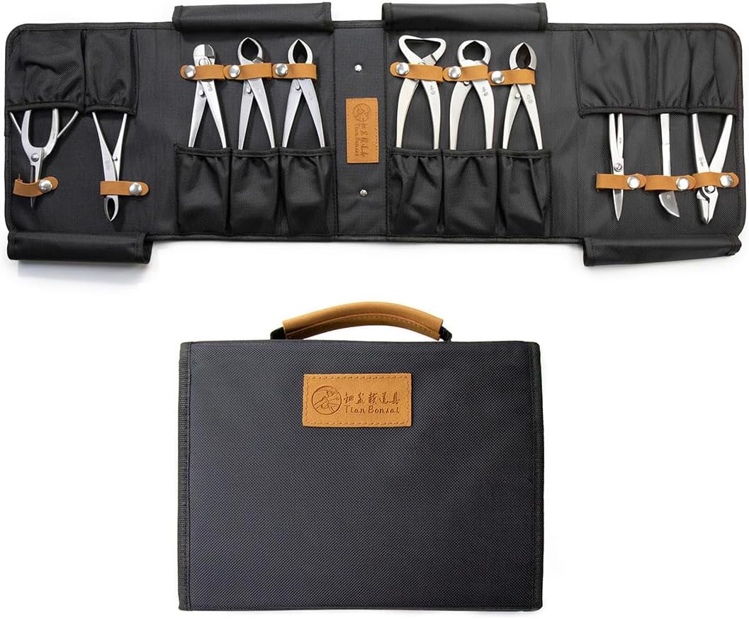 Professional Grade 11-Piece Bonsai Tool Kit: Your Mobile Workshop for Every Trim & Shape. All Essentials, Always Within Reach.