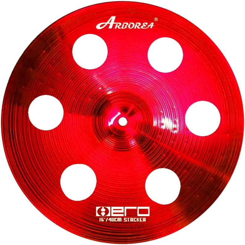 Arborea Cymbal Set for Drummer 7 pcs Red Hero Series Include 14'Hihats 16'Crash 20'Ride Bonus 10' Splash 16'Ozone Stacker 18' China Cymbal Plus Bag