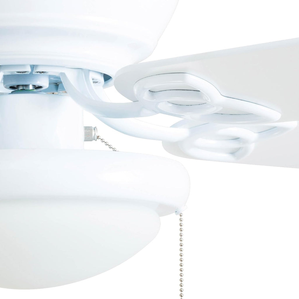 Prominence Home Benton Traditional 52 Inch Ceiling Fan with Light, LED Flush Mount Ceiling Fan, Indoor Fan with 5 Blades, White and Gray Oak Blade Finish Options, White (50852-01)