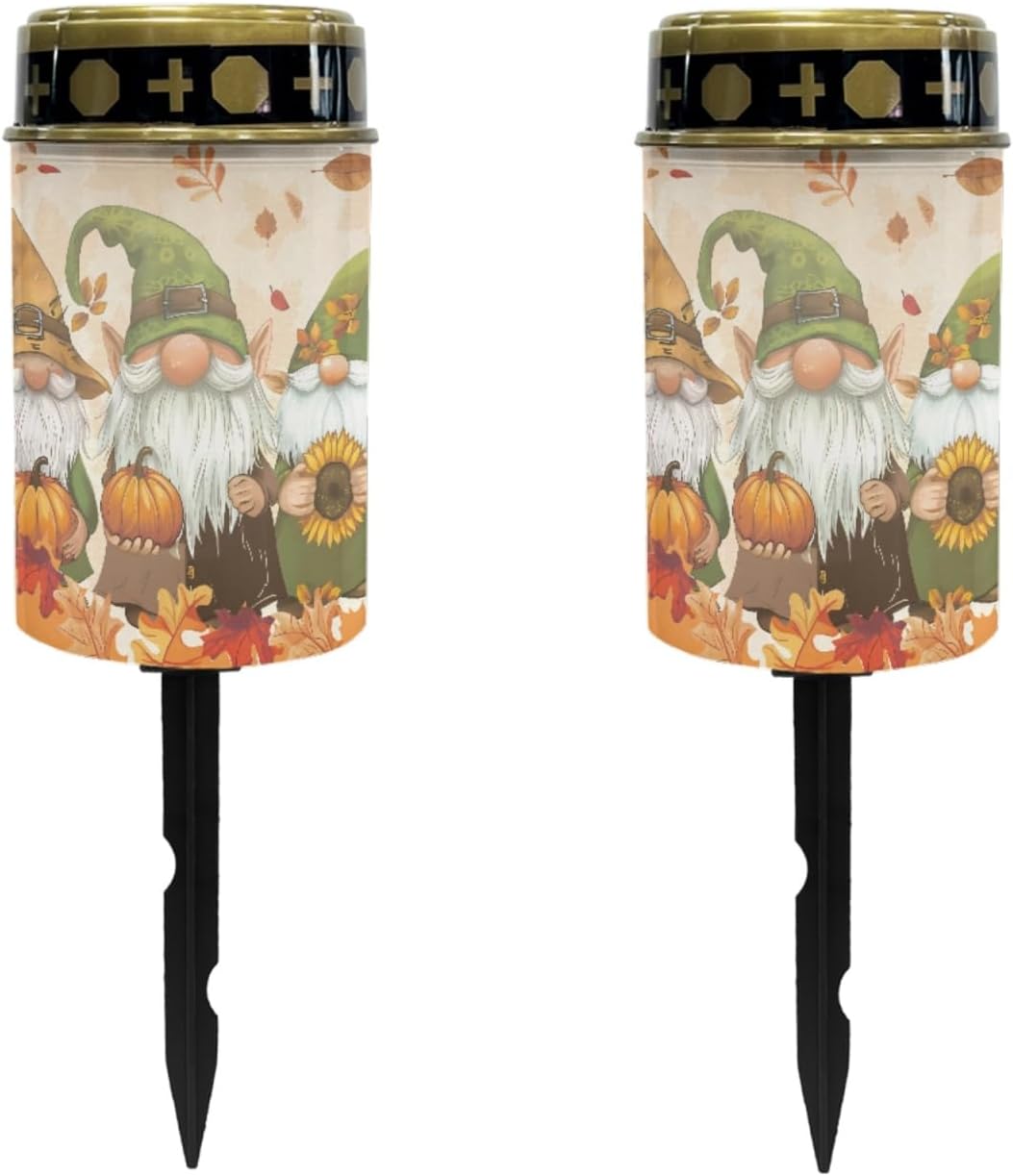 Autumn Fall Dwarf Solar Lights Outdoor,Solar Stake Lights Garden Lights,Waterproof Solar Lights for Outside Yard Patio Walkway Set of 10