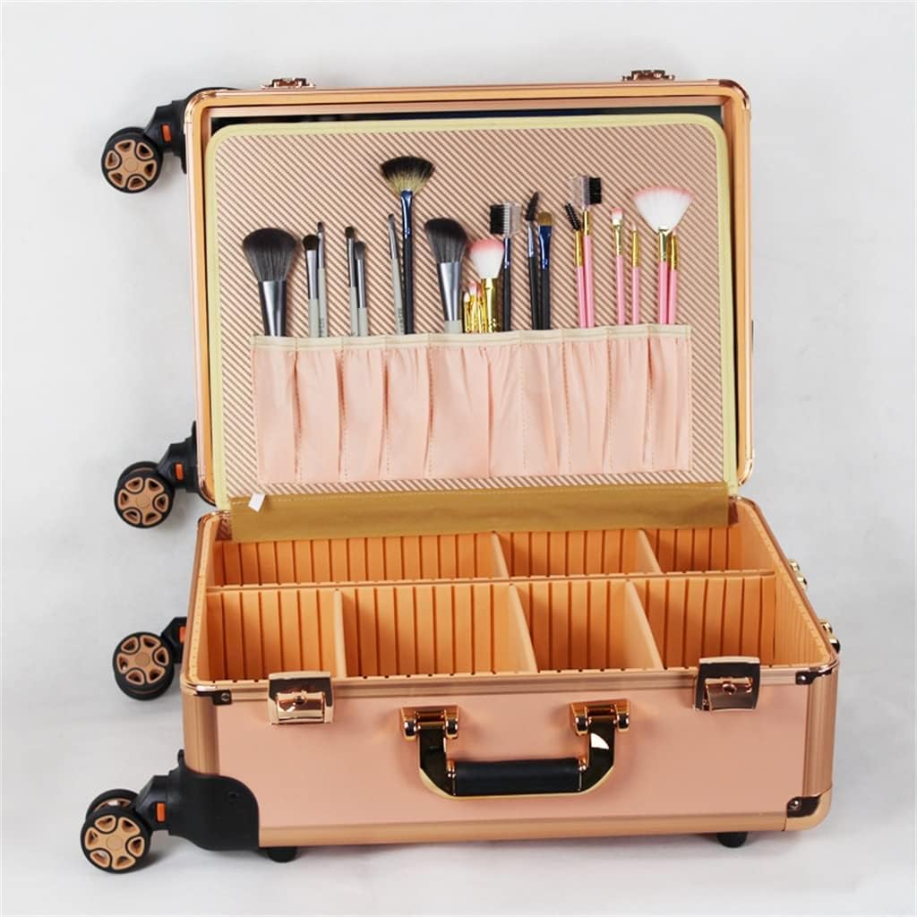 Hairdressing Makeup Case With Lamp And Ladies Barber Suitcase Wheels Trolley Tool Box