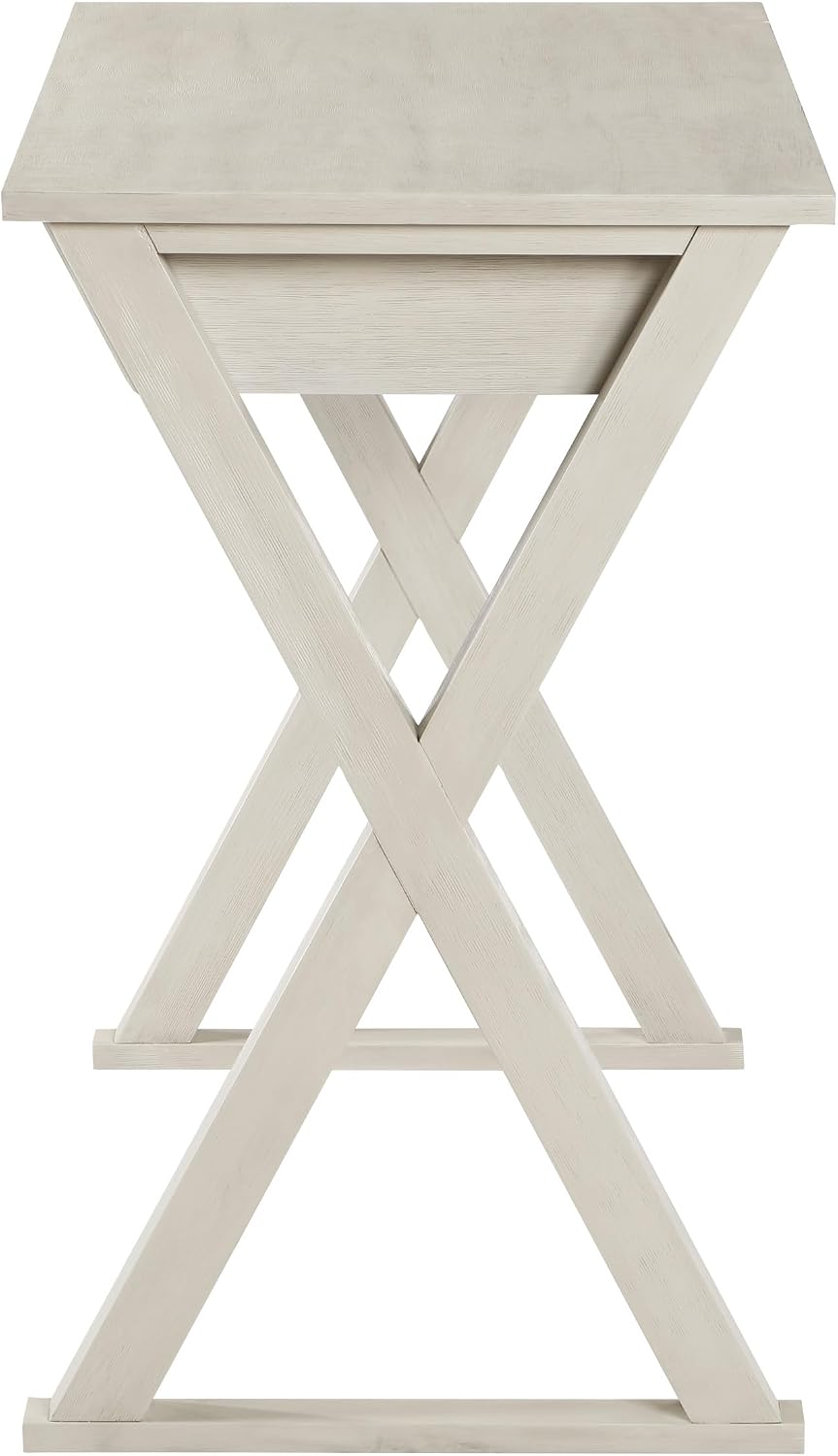OSP Home Furnishings Marna Modern Writing Home Office Desk with Drawer, Weathered White Finish