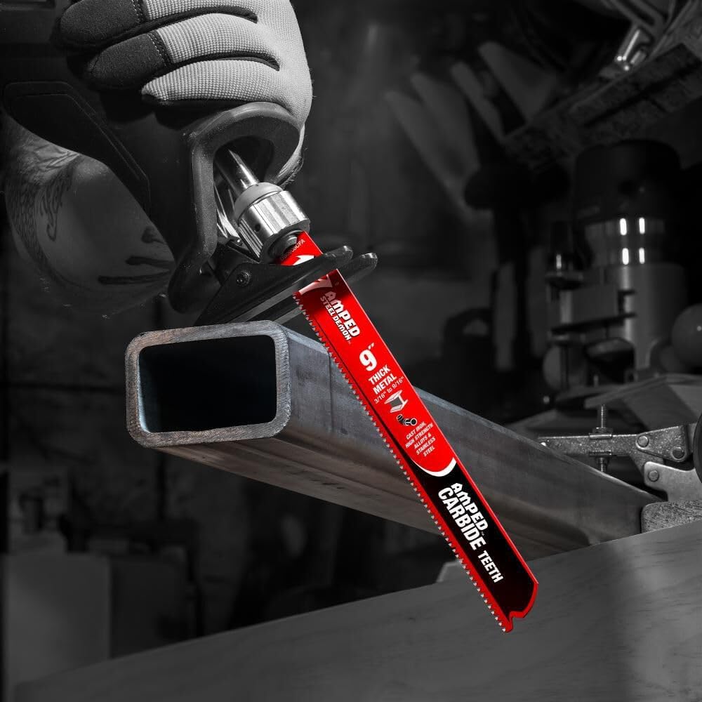 Diablo Amped Steel Demon Carbide Teeth Reciprocating Saw Blade for Thick Metal - 100x Longer Cutting Life - 9' Length, 8 TPI - DS0908CFA10