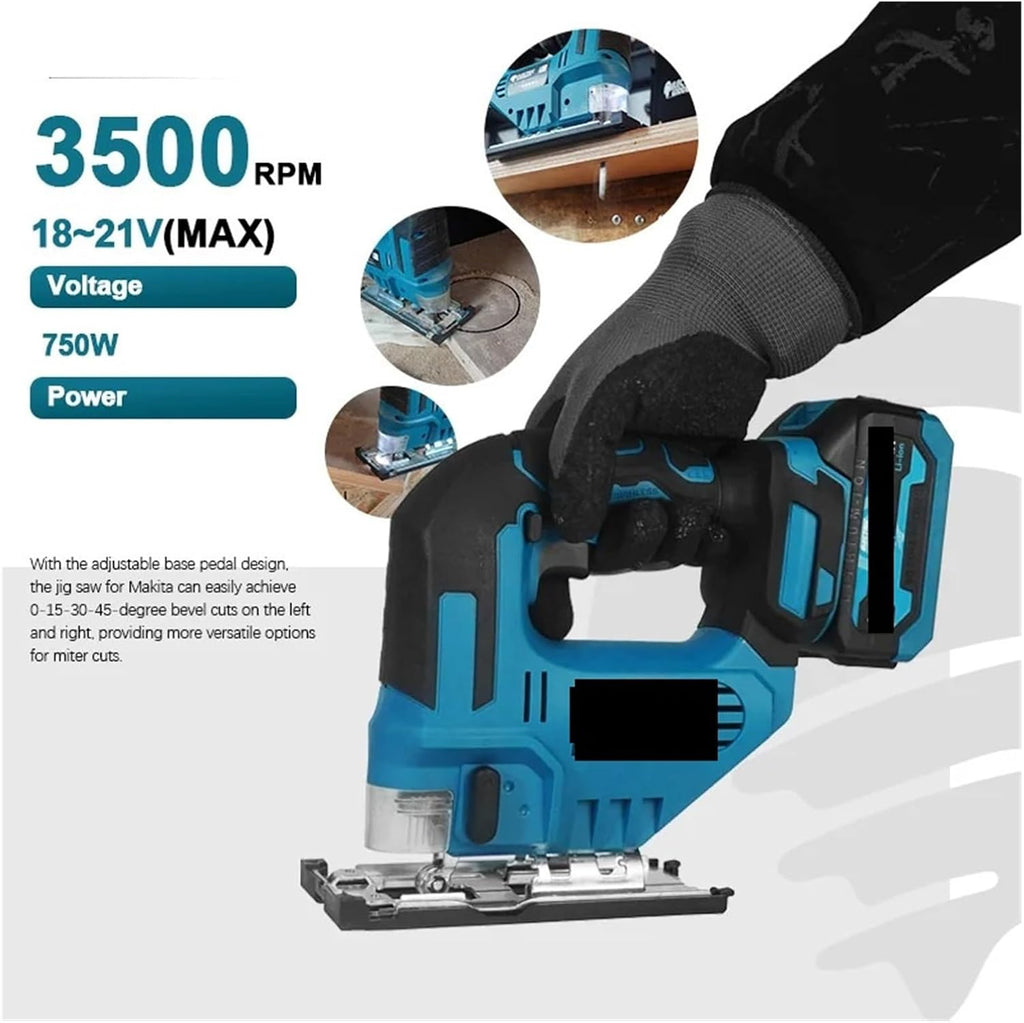 Reciprocating Saw, 2150RPM Cordless Electric Curved Saw 750W Rechargeable Jig Woodworking Cutting Power Tool For 18V Battery(1Battery)