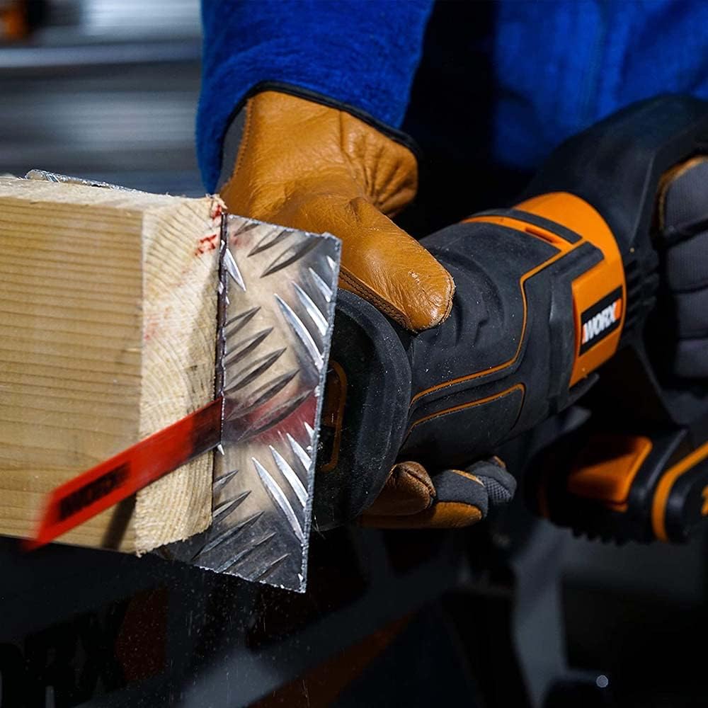 WORX WX500.9 Cordless Reciprocating Saw 20 V - Battery Saw for Cutting Wood, PVC, Steel etc. - Adjustable Base Plate, Variable Speed - Without Battery and Charger