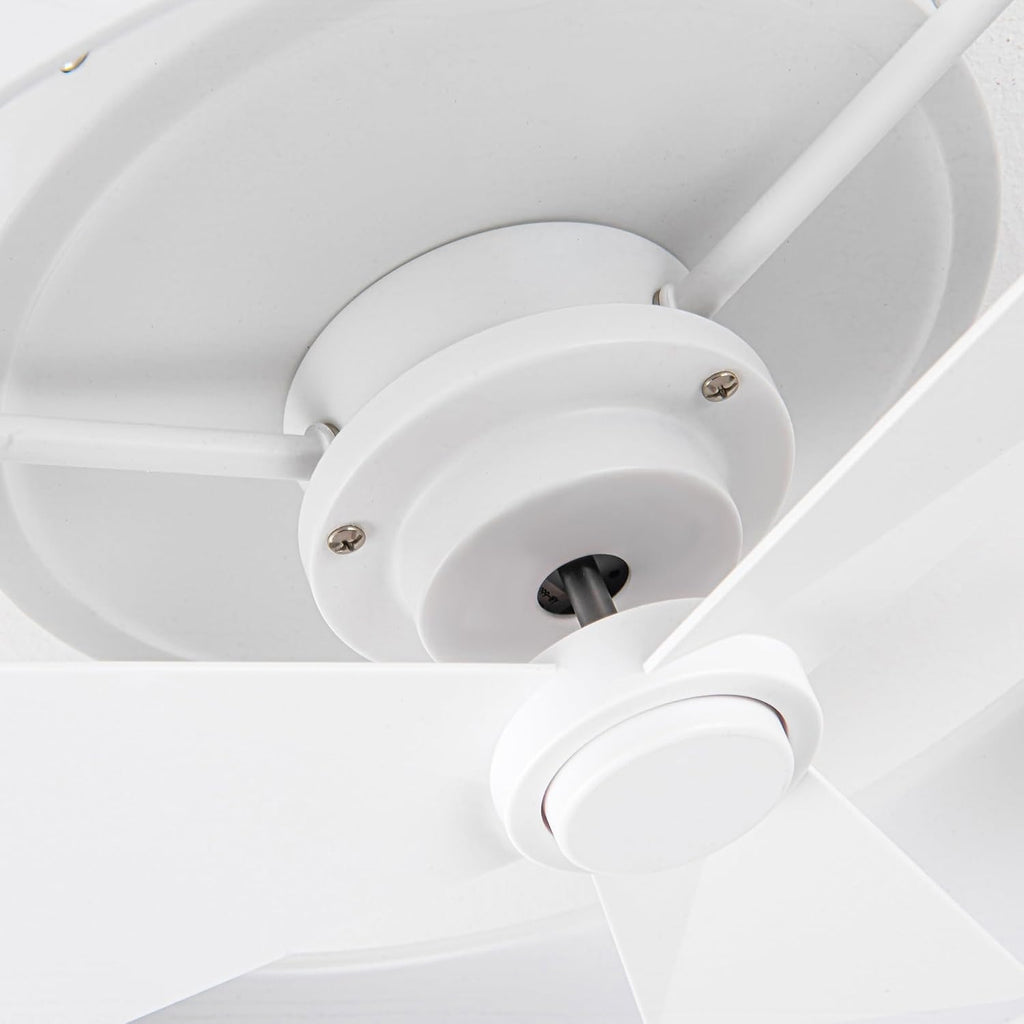 Parrot Uncle Low Profile Ceiling Fans with Lights and Remote, 20 Inch Bladeless Ceiling Fan for Bedroom Flush Mounted, Dimmable Light, Reversible DC Motor, Timer (White)