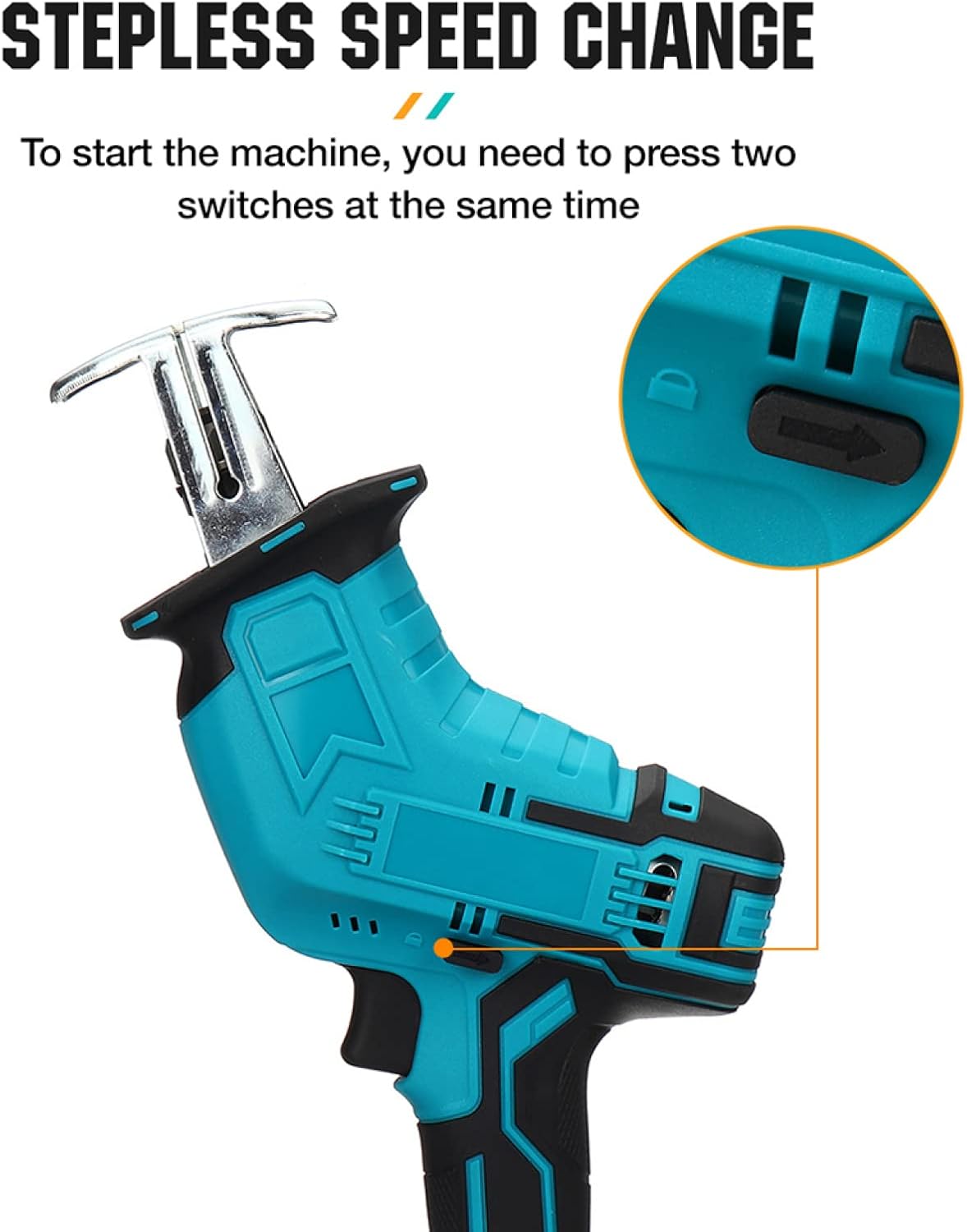 Reciprocating Saw, 20V Cordless Reciprocating Saw w/ 2 Battery & Charger, Variable Speed and Tool-Free Blade Change, 4 Saw Blades for Wood/Metal/PVC Pipe Cutting