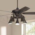 Casa Vieja 52' Journey Retro Indoor Ceiling Fan with Light Kit LED Dimmable Remote Control Oil Rubbed Bronze Adjustable 5-Light for House Bedroom Living Room Home Kitchen Family Dining Office