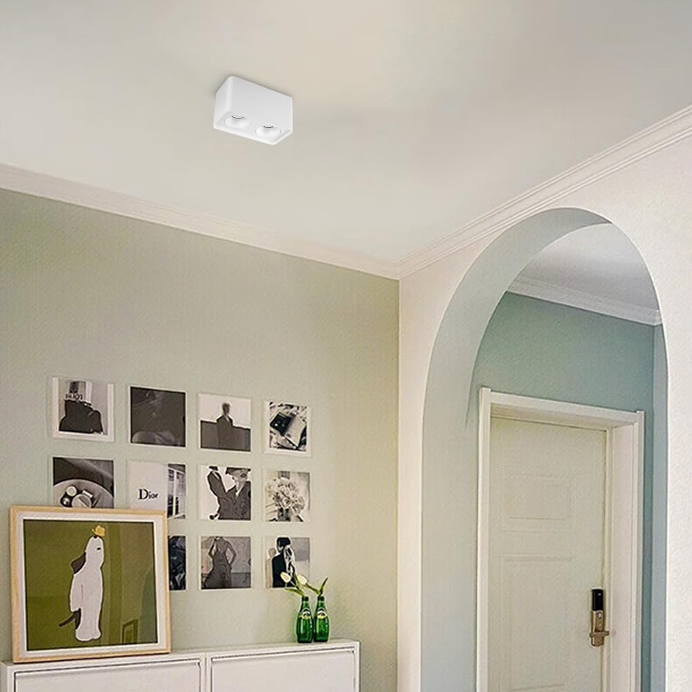 Led Spotlight 2-Way Square Flush Mount Lamp White Directio l Downlight Accent Spotlights Indoor for Kitchen Bedroom Living Room Hallway
