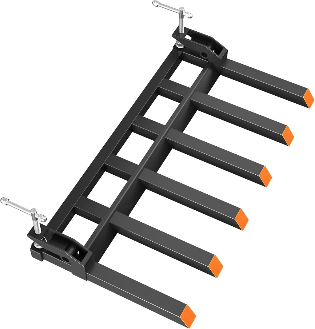 Clamp On Debris Forks for 60 Inch Buckets, 4000 Lbs Loading Weight Pallet Forks for Loader, Tractor Buckets, Skidsteer, for Removing Limbs, Yard Waste and Debris