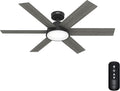 Hunter Fan 52 Inch Casual Matte Black Finish Indoor Ceiling Fan With LED Light Kit and Remote Control (Renewed)