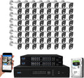 GW Security 64 Channel 12MP NVR 4K Security Camera System with 64 x 8MP PoE Spotlight Color Night Vision Outdoor/Indoor Microphone Bullet Cameras, Smart AI Human/Vehicle Detection