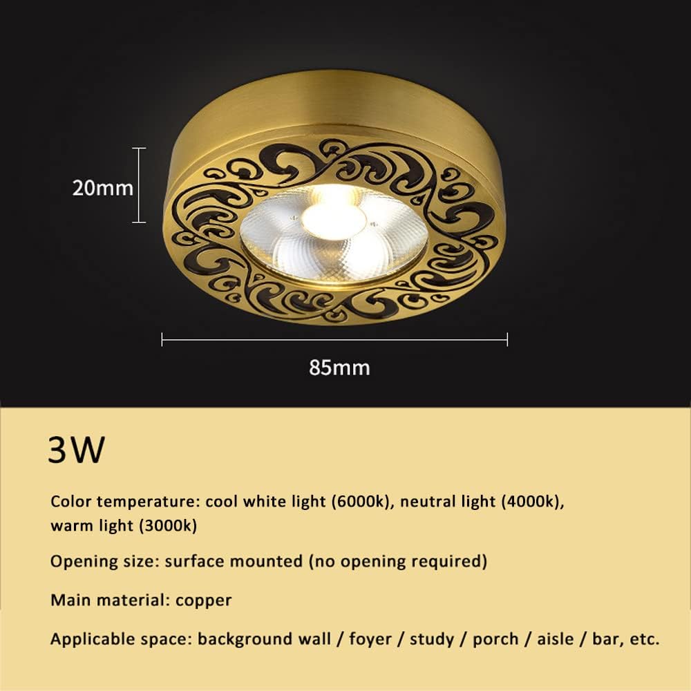 Set of 8 Adjustable Brushed Brass COB Ceiling Spotlights - Indoor Art Lighting with Anti-Glare Trim and 3000K-6000K Color Temperature Options(3w,Warm Light)