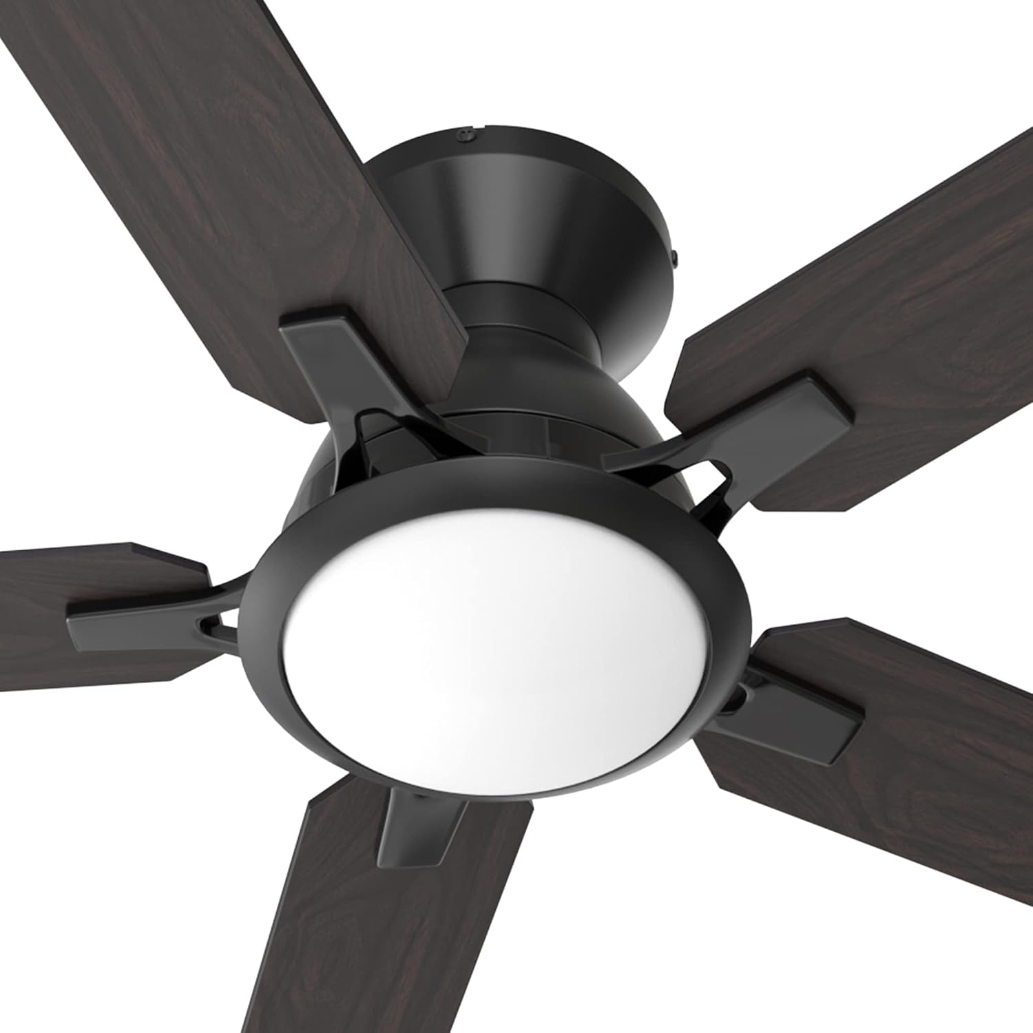 CEME 52' Smart Wood Ceiling Fan with Lights, 5000 CFM Outdoor Indoor Flush Mount Ceiling Fan, 10-Speed Quiet Motor, Siri Alexa Google Voice, 1%-100% Dimmable LED, 5 Reversible Blades for Farmhouse