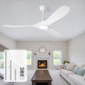 heimo 72 Inch White Ceiling Fan with Light and Remote, Wood Outdoor Ceiling Fans with Lights Dimmable for Bedroom Living Room Patios Proch Office Rustic Extra Large High Cfm Exterior Fan