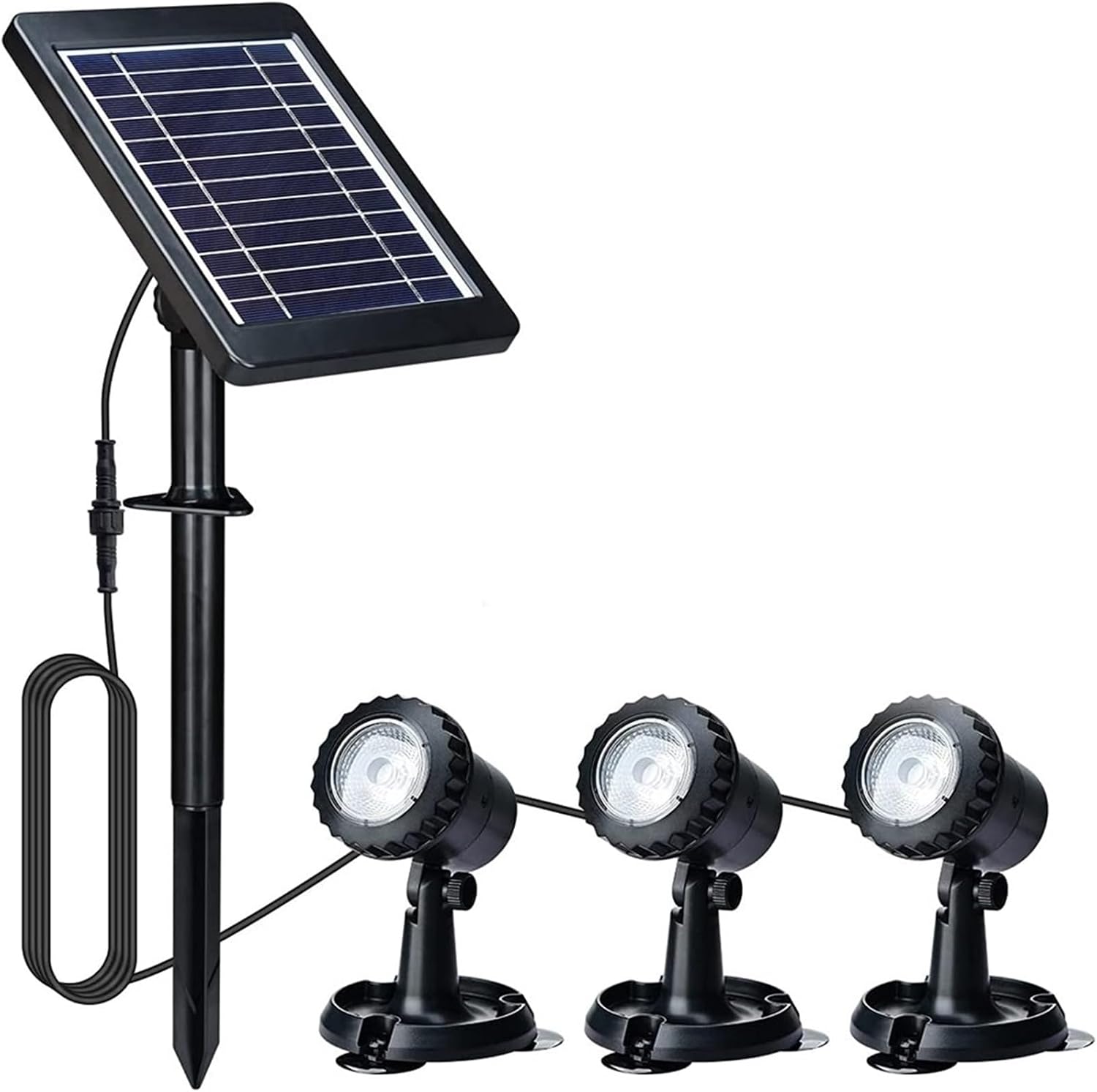 LED Solar Pond Landscape Lamp Outdoor Swimming Pool Underwater Spotlight Lights IP68 Waterproof for Garden Lawn Fountains Decor(3Lamp-Green)