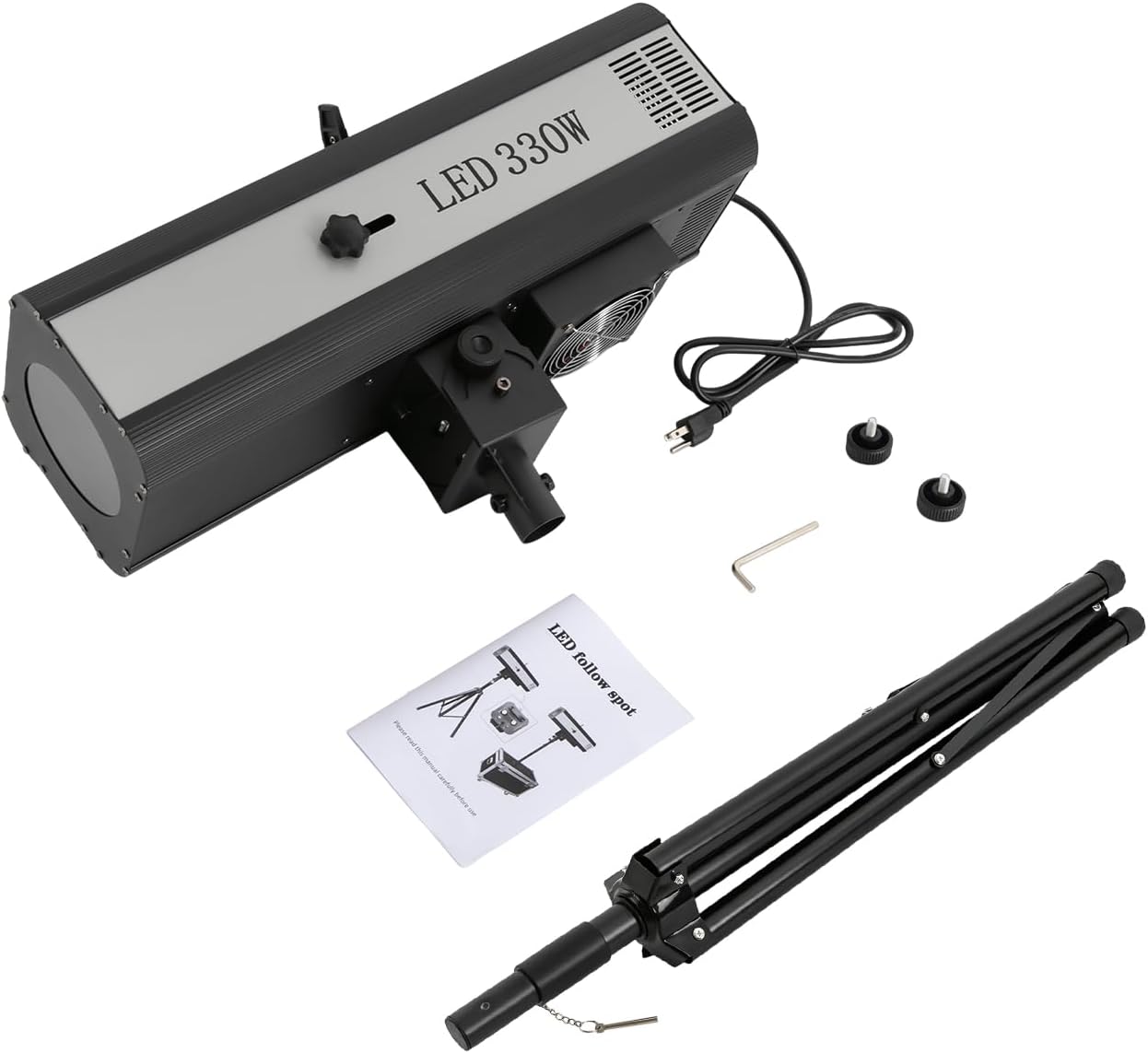 LED Follow Spot Light, 330W Stage Spotlight with Stand Muti-Color Manual Control Stage Light LED Follow Spotlight for Stage Party Show Wedding Adjustable Aperture Max Illumination Distance 98.4ft