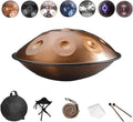 Handpan Instrument 432Hz/440Hz in D Minor Kurd, Steel Handpan 22 Inches, 9/10/12 Notes Handpan Drum with Mallets and Soft Bag, Suitable for Professional Performance(Gold,432HZ/12Note)