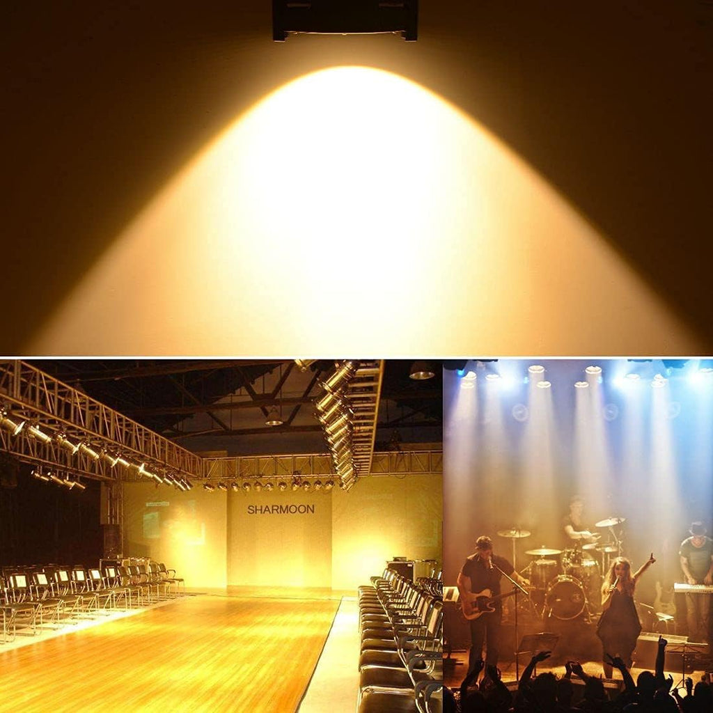 StageLights with Barn Doors - 100W COB LED Spotlights, Warm & Cold White Par Lights - DMX/Master-Slave DJ Lights, Church & Theater Spotlights
