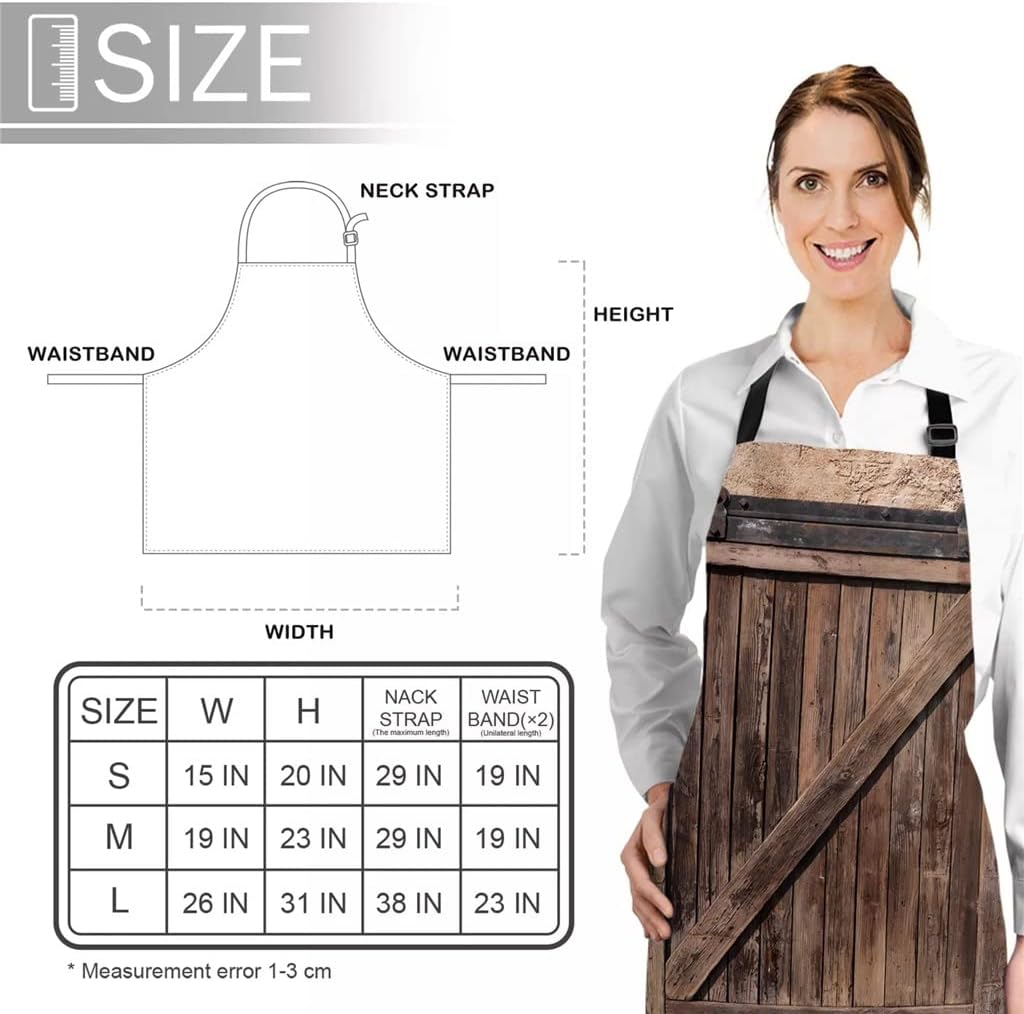 Old Wooden Doors Aprons for Women Men Kid Cooking Baking Apron Kitchen Utility Equipment Accessories