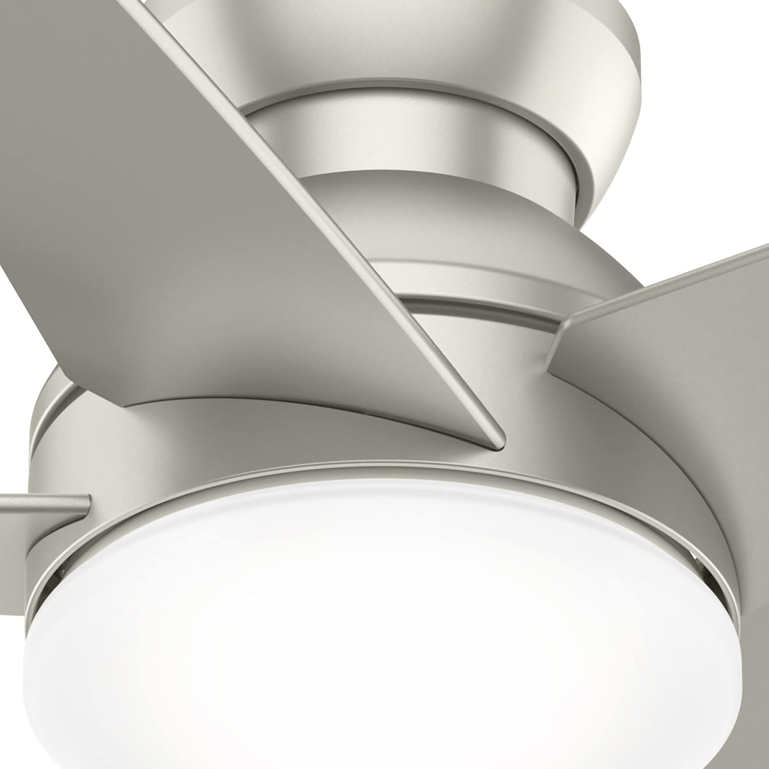 Casablanca 44 inch Indoor Ceiling Fan with LED Light - Low Profile Flush Mount Ceiling Fan for Bedroom, Living Room, or Kitchen, Wall Control, 5 Blades, Includes Bulb - Isotope 51742, Matte Nickel