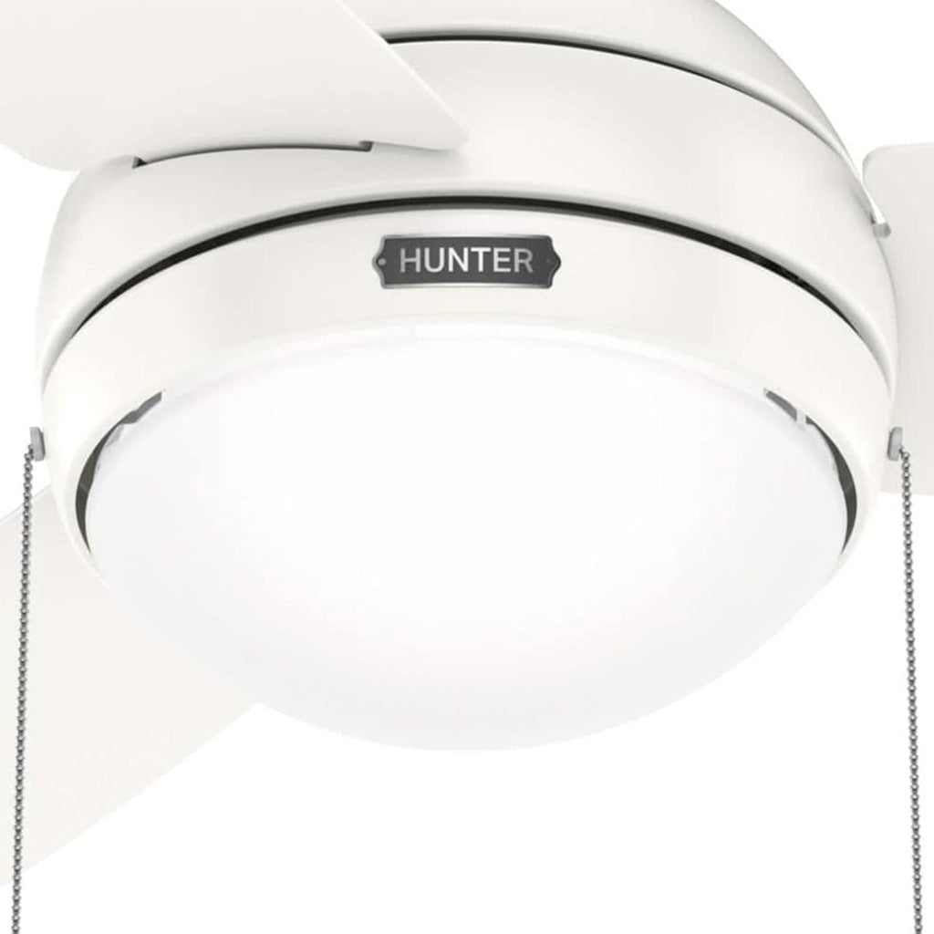Hunter Fan 44 inch Fresh White Indoor Ceiling Fan with Light and Pull Chain for Bedroom, Living Room, Office, Basement, Kitchen (Renewed), CC5C27C65