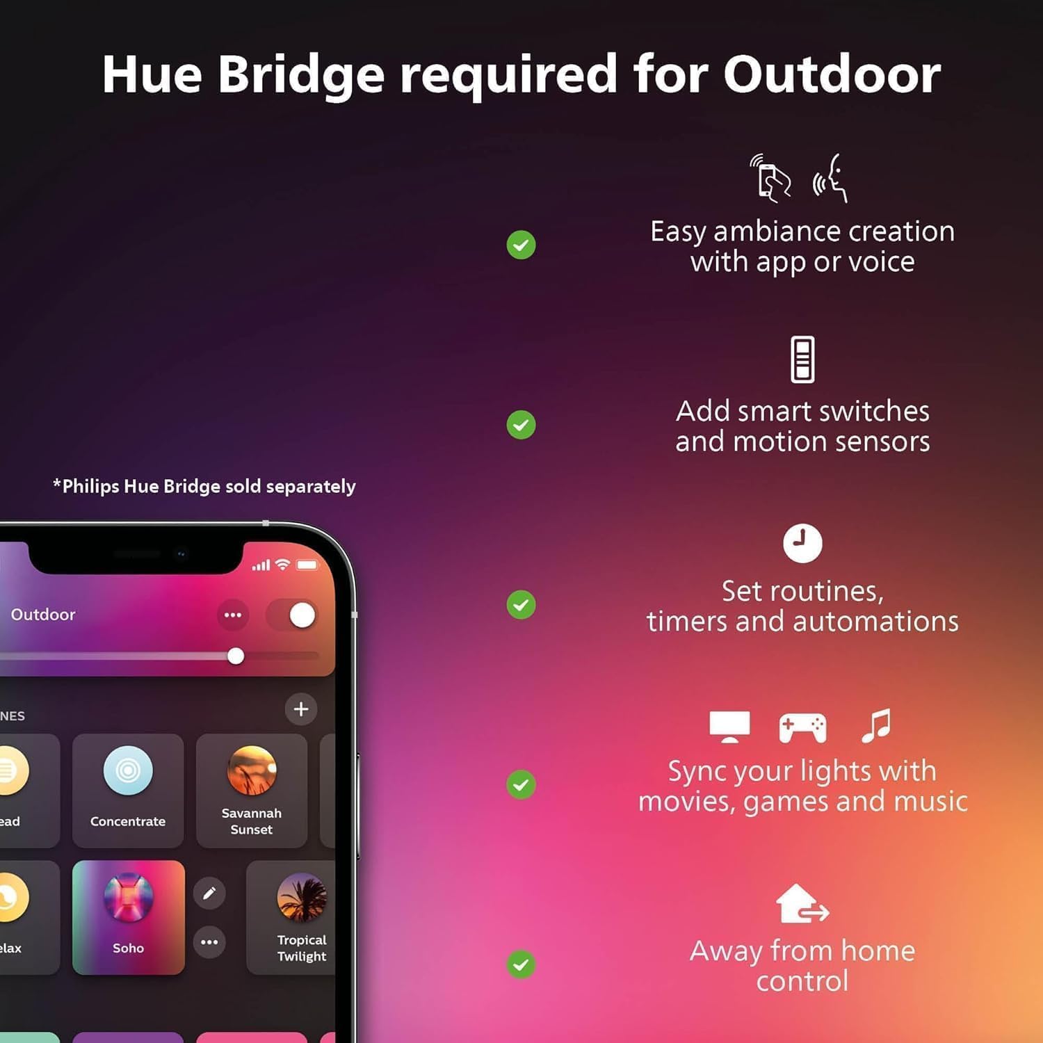 Philips Hue Lily Outdoor Smart Spotlight Base Kit, 3 Pack, White and Color Ambiance LED Walkway Lights, Low Voltage Landscape Lighting, Requires Bridge, Control with App & Voice, Weatherproof