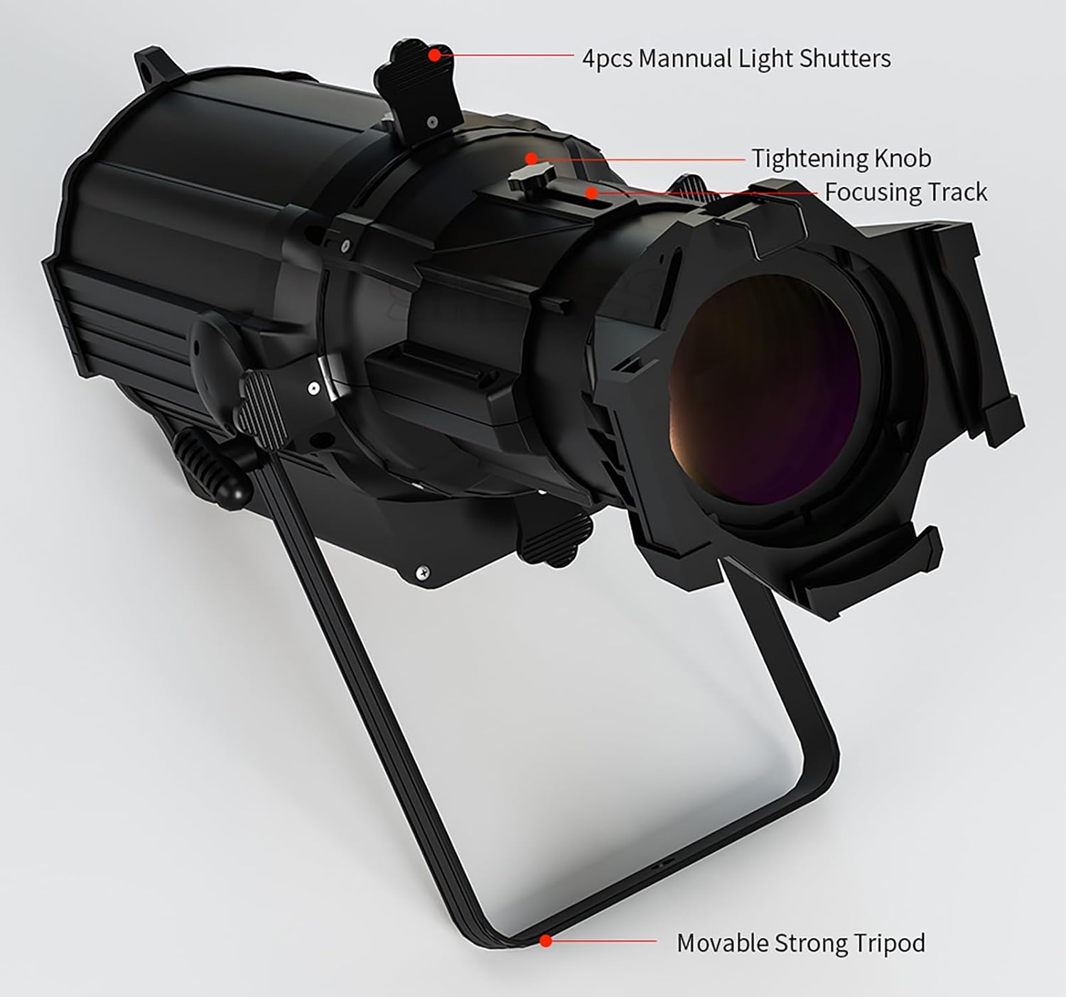 SHEHDS LEKO Profile Spotlights LED 250W RGBW 4in1 Color 17° Angle DJ Ellipsoidal Lights Manual Focus Four-Leaf Manual Cut Light Barrier 2500K-7500k DMX512 Stage Par Lights for Party KTV Bar Show
