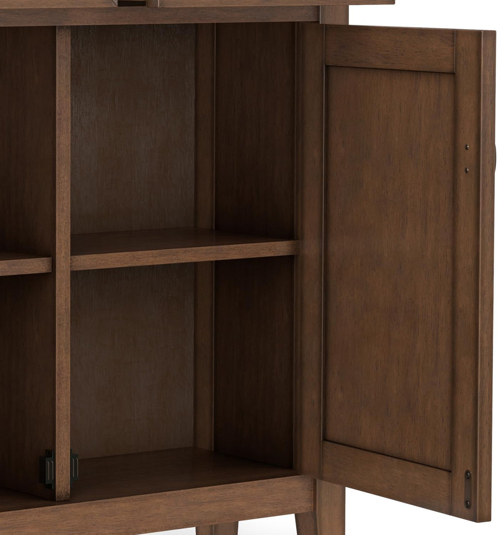 SIMPLIHOME Redmond Storage Cabinet - 36 inch Wide Solid Wood 2-Shelf Entryway Storage Cabinet in Rustic Natural Aged Brown, Transitional Accent Cabinet for Entryway with Drawers and Adjustable Shelves