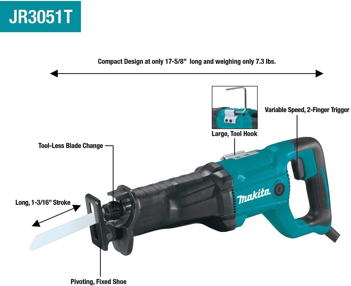 Makita JR3051T-R 115V 12 Amp Corded Reciprocating Saw (Renewed)