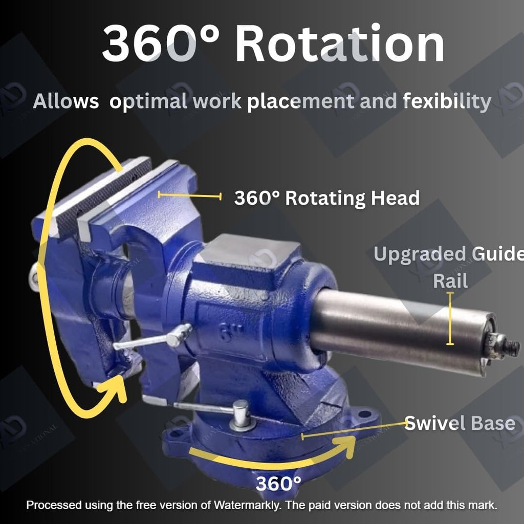 A.D. International 6' Heavy Duty Bench Vise, Double Swivel Rotating Vise Head/Body Rotates 360°,Pipe Vise Bench Vices 30Kn Clamping Force,for Clamping Fixing Equipment Home or Industrial Use