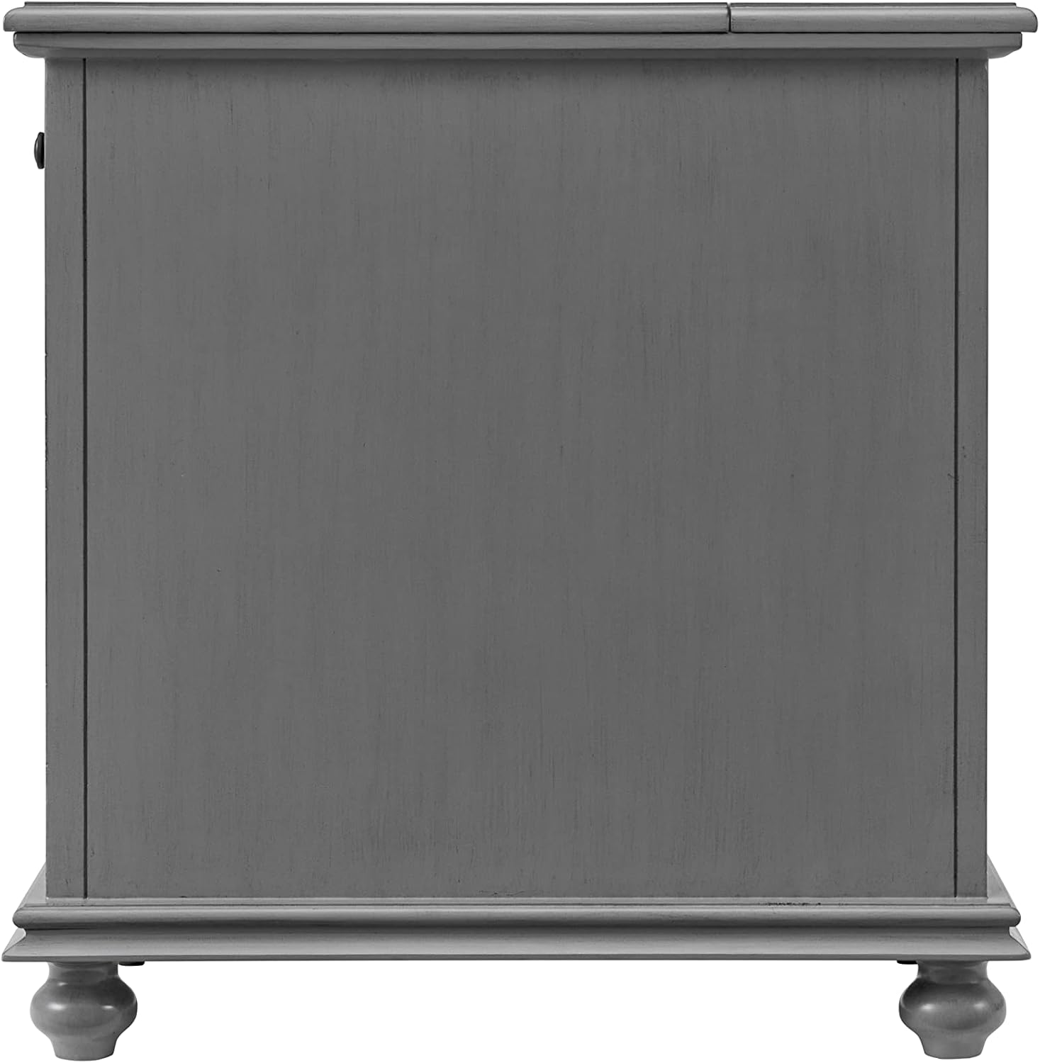 Martin Svensson Home Elegant Chairside End Table with Power — 24″W x 16″D x 25″H, Gray — Transitional Painted Accent Table with Flip-Top USB Charging, Drawer & Cabinet Storage