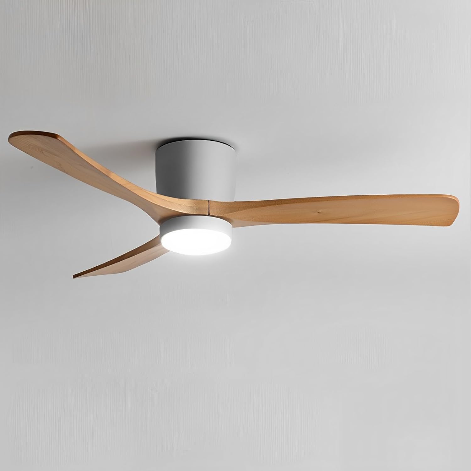 48' Quiet Ceiling Fan with LED Lights - 6 Speed Remote, 3 Color Temperatures, Modern Wood Flush Mount Ceiling Fans for Bedroom, Living Room, Dining Room