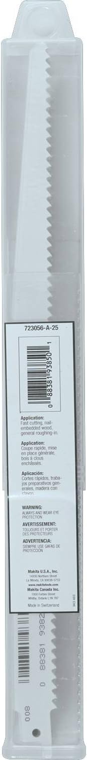 Makita 723056-A-25 12-Inch by 6-TPI Reciprocating Blade, 25-Pack
