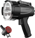 GOODSMANN Rechargeable Marine Spotlight up to 6000 Lumen Portable Handheld Spot Light Waterproof Searchlight 70W Hunting Work Flashlight with USB Adapter Car Charger EVA Carrying Case Red Lens Filter