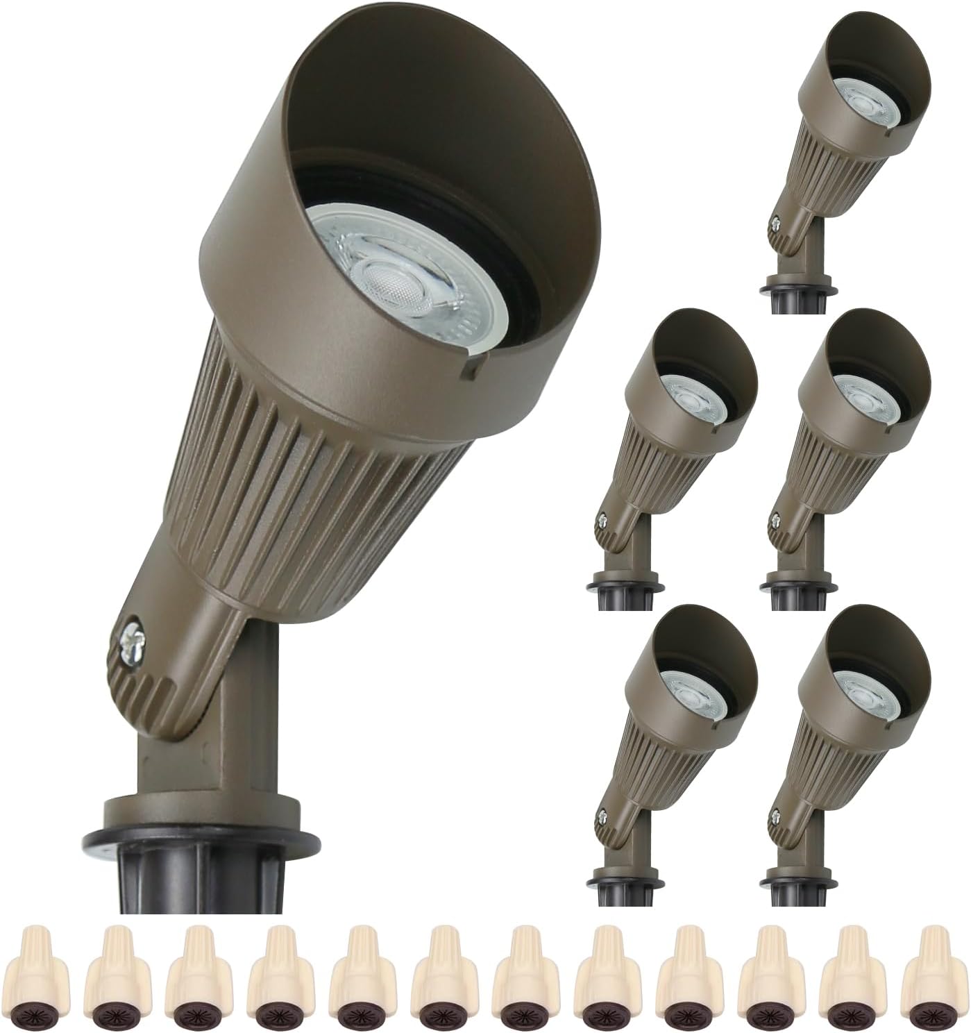 Lumina Lighting® 5W Landscape Lighting 12V Landscape Lights Low Voltage Landscape Spotlights Warm White Waterproof Outdoor Replaceable LED Bulb for Garden,Lawn,Porch,Patio and Yard (Bronze) (6-Pack)