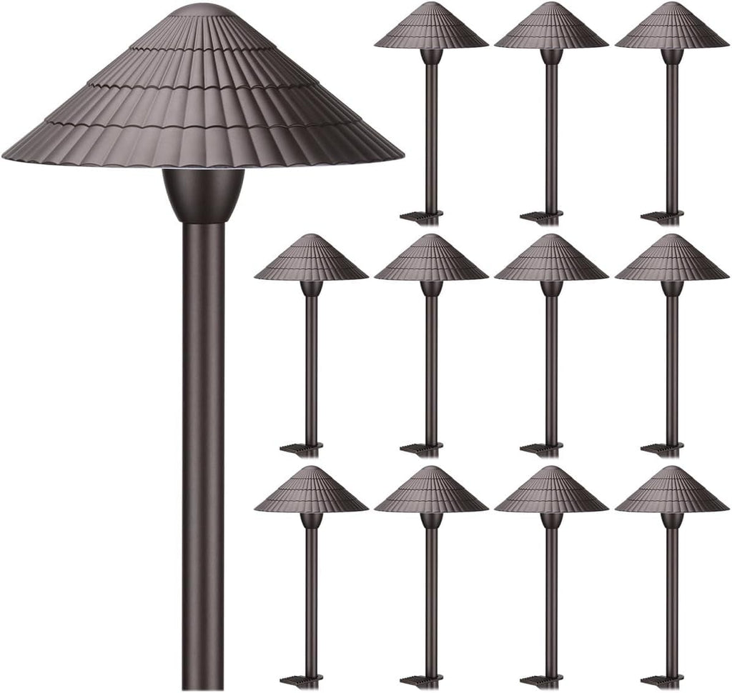 LEONLITE 12-Pack 5CCT LED Low Voltage Landscape Lights, 3W Cast-Aluminum 12-24V Pathway Lights, 1800K-5000K IP65 Path Lights, ETL Listed Landscape Lighting Wired for Yard Lawn, Oil Rubbed Bronze