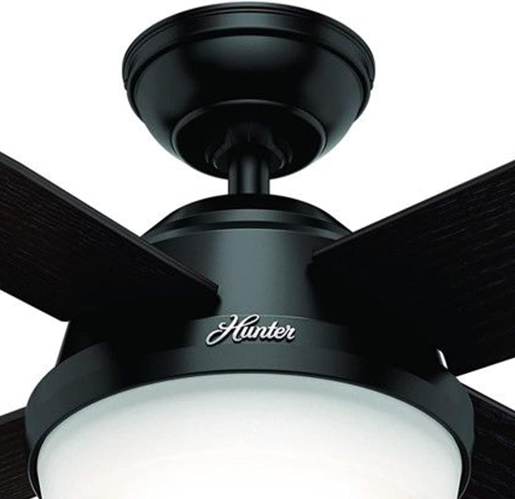 Hunter Fan 52 inch Contemporary Ceiling Fan in Matte Black with LED Light and Remote Control (Renewed)