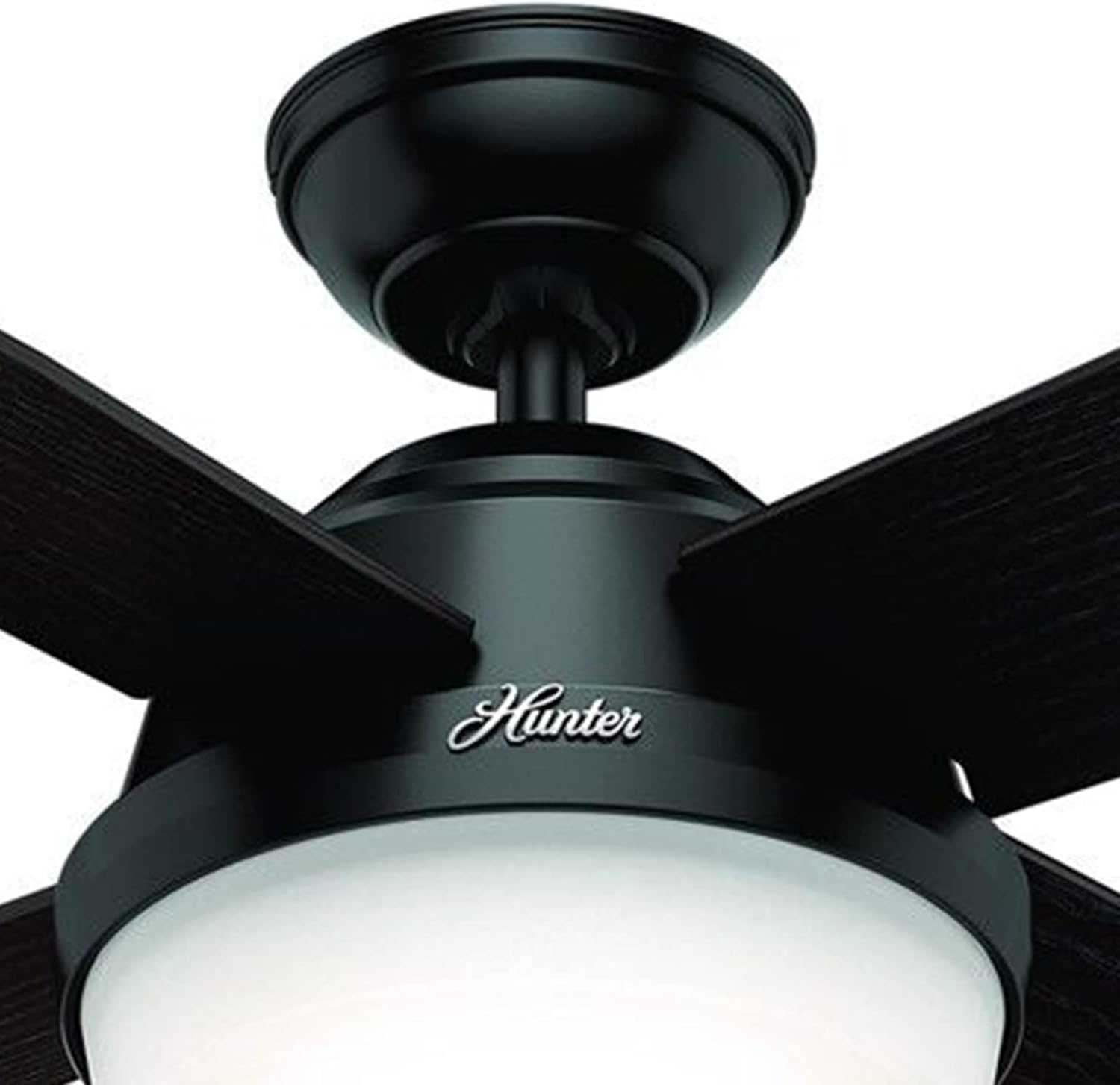 Hunter Fan 52 inch Contemporary Ceiling Fan in Matte Black with LED Light and Remote Control (Renewed)