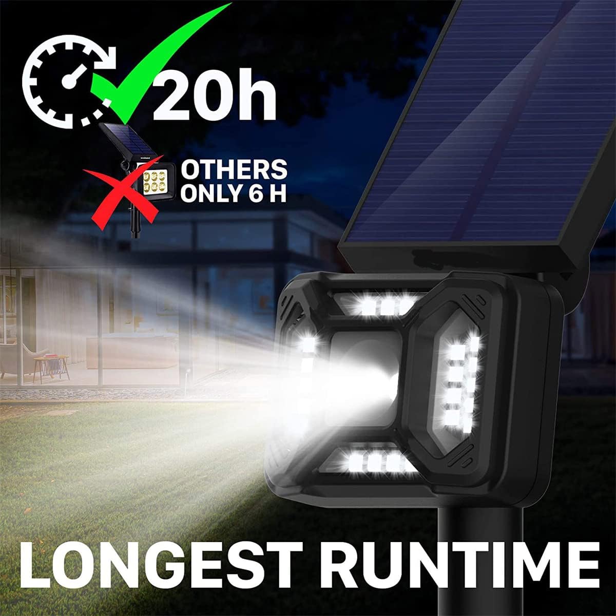 Solar Spot Lights Outdoor,21 LED Landscape Lights Outdoor IP65 Waterproof with Adjustable Solar Spotlight Warm White Solar Landscape Lights for Pathway Yard Lawn Garage,27 LED,4 pcs (21 Led 2 pcs)