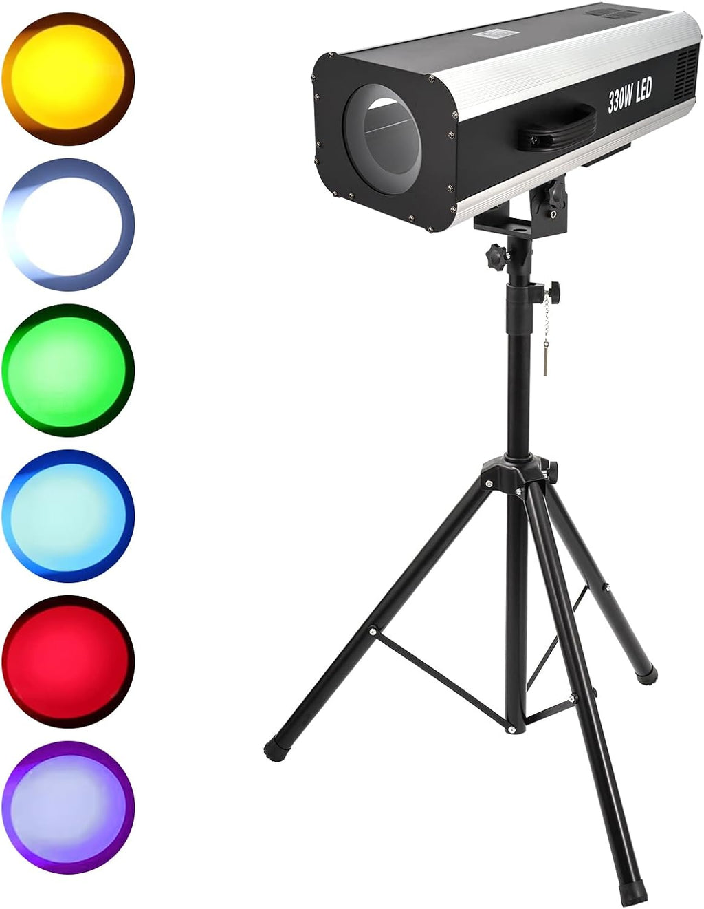 330w Follow Spotlight for Stage, 6 Color Adjustable Aperture and Zoom, with Tripod Mount, Suitable for Wedding and Concert DJ Stage Lighting