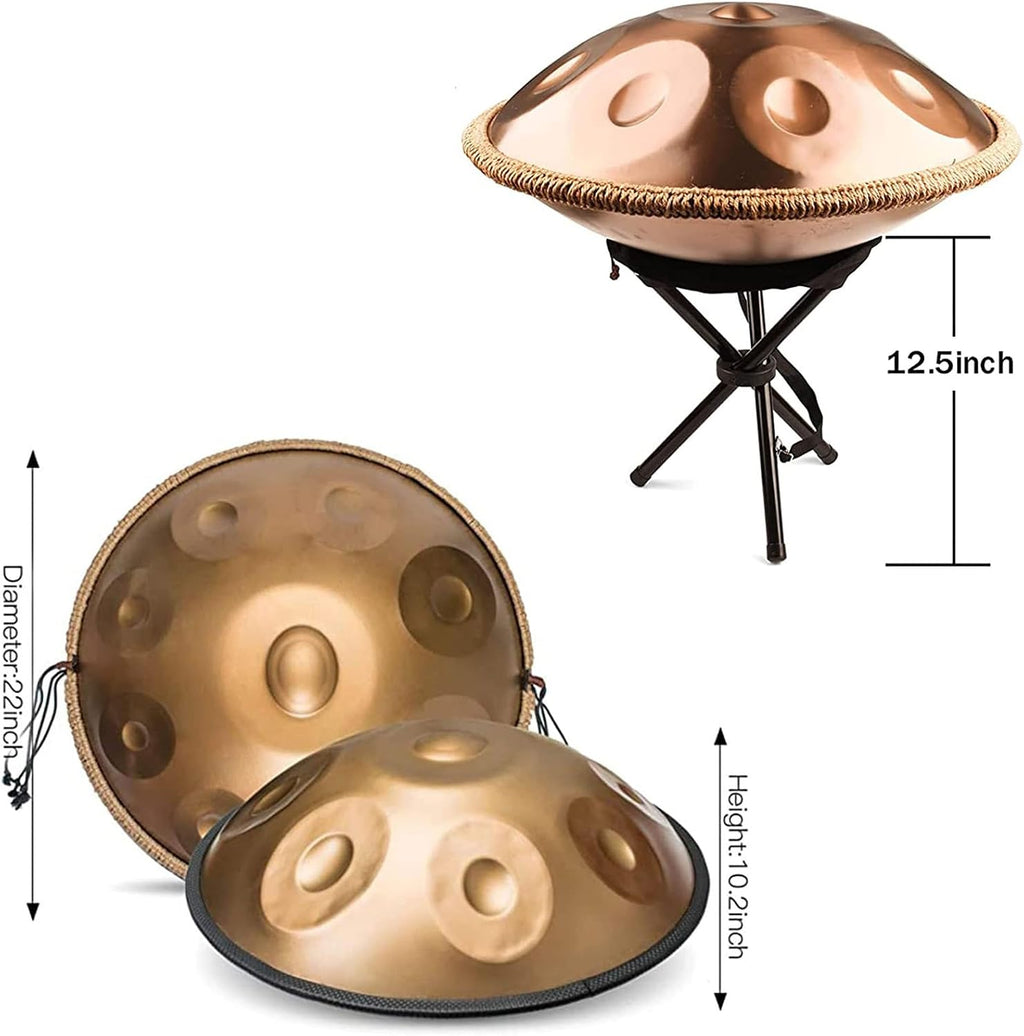 Handpan Drum Steel Hand Pan, 9/10/12/14 Notes Hand Drum In D Kurd Minor, 432 Hz Handpan Drums Percussion Instrument Steel Handpan Drum, With Handpan Bag, 2 Mallets And Hand Drum Stand(12Notes)