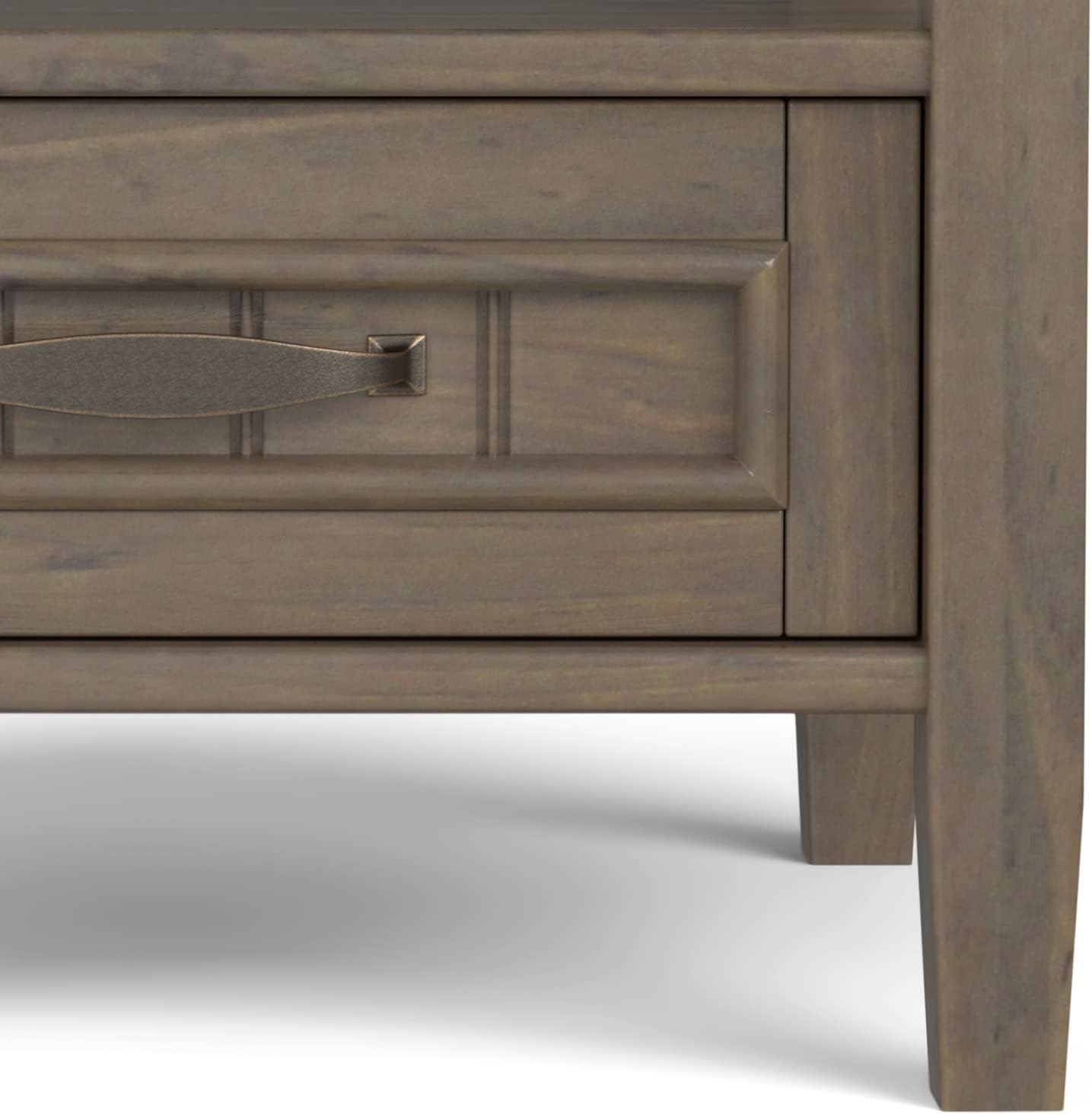 SIMPLIHOME Lev End Table - 20 inch Wide Solid Wood Accent Table with Bottom Storage Drawer and Open Shelf in Smoky Brown, Transitional Nightstand or Lamp Stand for Living Room or Bedroom