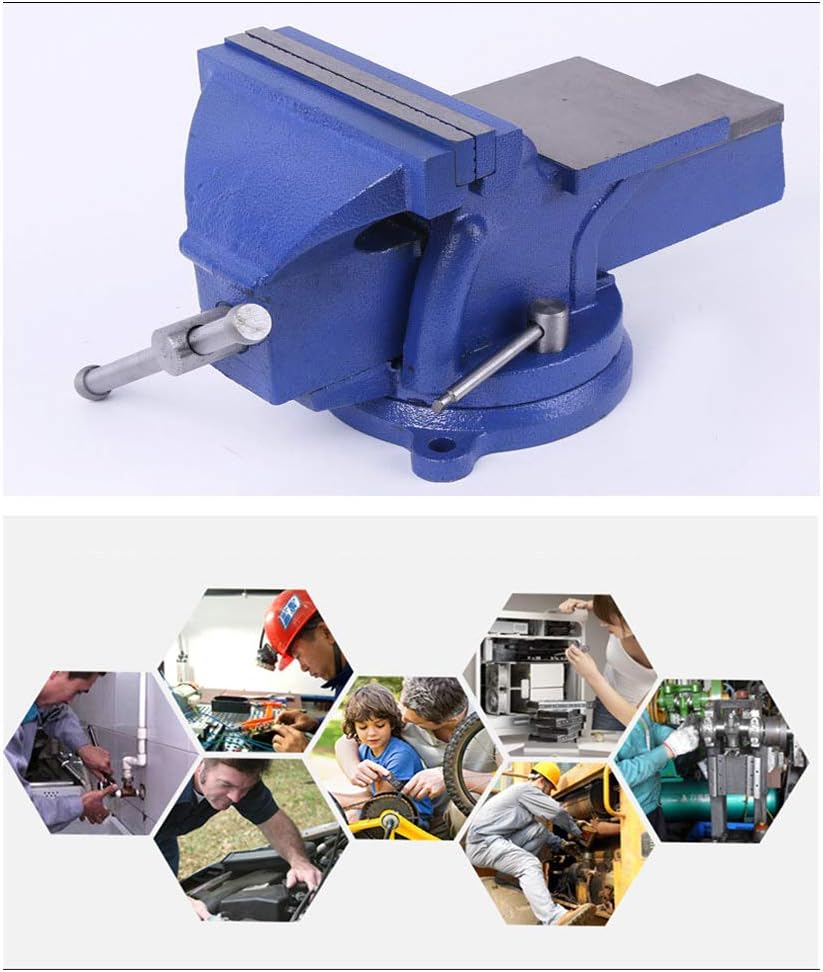 uyoyous 6-Inch Swivel Bench Vises,Heavy Duty Metal Milling Locking 360-Degree Swivel Work Bench Base 150mm Jaw Table Top Clamp Press Swivel Base