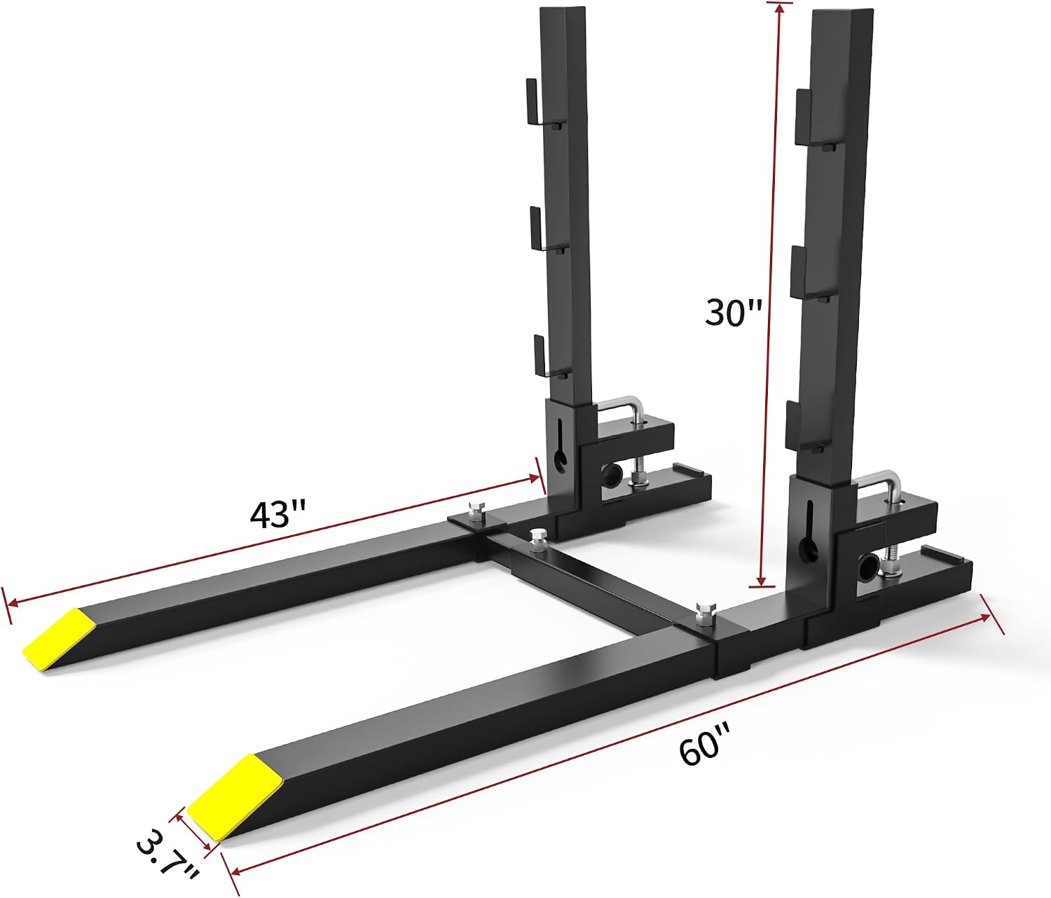 YITAMOTOR 60' Clamp on Pallet Forks, 4000lbs Heavy Duty Quick Attach Tractor Fork with Adjustable Stabilizer Bar & Anti-roll Bar for Bucket Tractor Loader Skid Steer