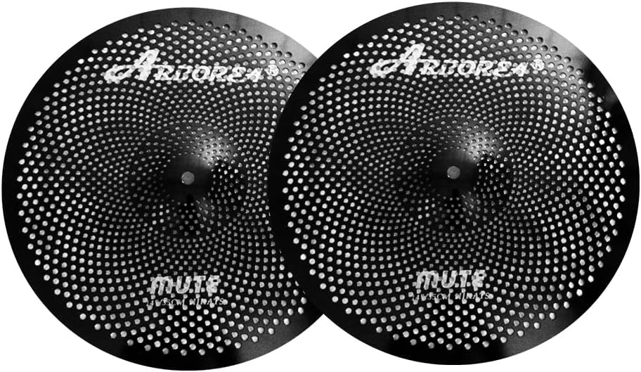 Arborea Low Volume Cymbal Pack 8pcs Black Quiet Practice Cymbals for Drums Set 10'/12'Splash/14'Hihats/16'Crash/18'Crash/20'Ride/18'China Silent Cymbal with Cymbal Bag