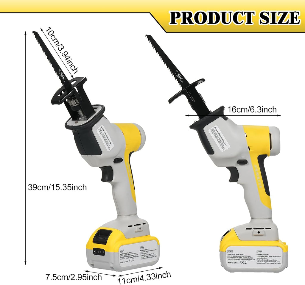 20V Brushless Cordless Reciprocating Saw Powerful Motor Long Lasting Batteries Ideal for Wood Metal PVC Cutting LED Working Light
