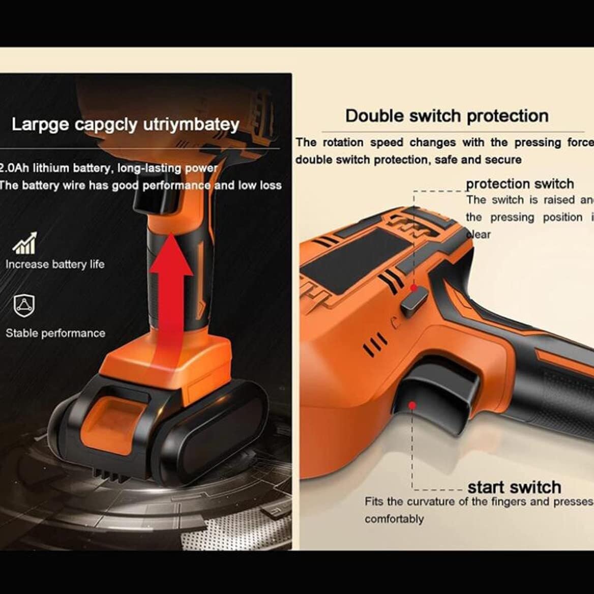 Electric Bone Saw, Cordless Reciprocating Saw with LED Light, Battery Powered (1 Battery + 2 Sawtooth)