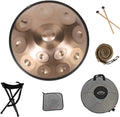 440HZ Steel Drum in 22Inch D Minor 12 Notes Hand Pan Drum Percussion Musical instrument with Soft Hand Pan Bag (12 Notes Gold Handpan)